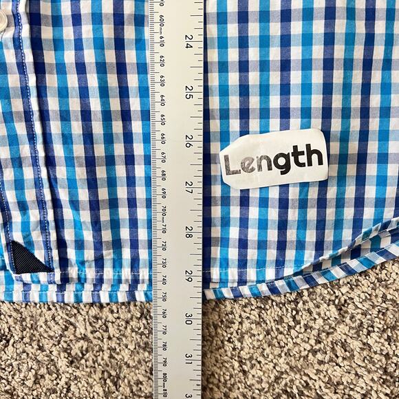 UNTUCKit Mens 3XL Blue Gingham Check 100% Cotton Office Career Work Button Shirt - Picture 7 of 8